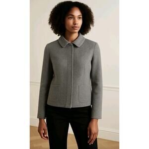 Tara Jarmon grey unlined wool blend jacket Collar Pockets Size 42 US 10
